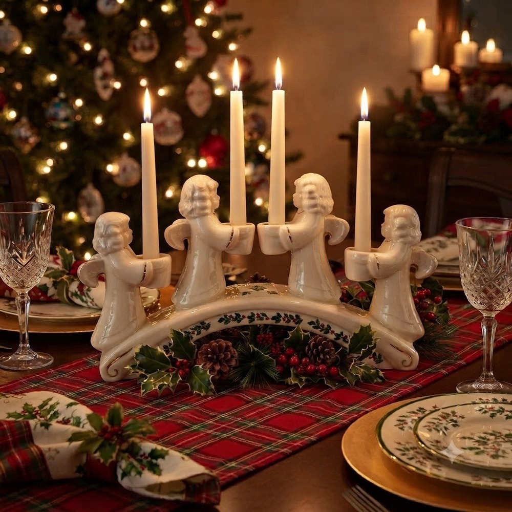 Vintage Baum Bros Formalities Angel Candelabra Christmas Candle Holder